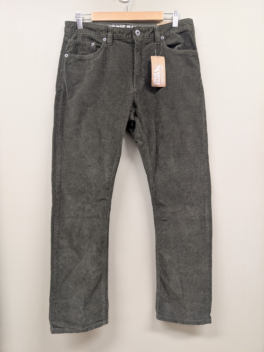 NWT Eddie Bauer Mr Eddie's Corduroy Pant In Dark Fatigue Green 32 X 30